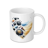 Seashell Heart Mug, Ocean Beach Mug, Coastal Decor, Beach Lover Gift, Seashell Art, Ocean Mug, Heart Mug, Watercolor Seashell, Mug - Tawshia